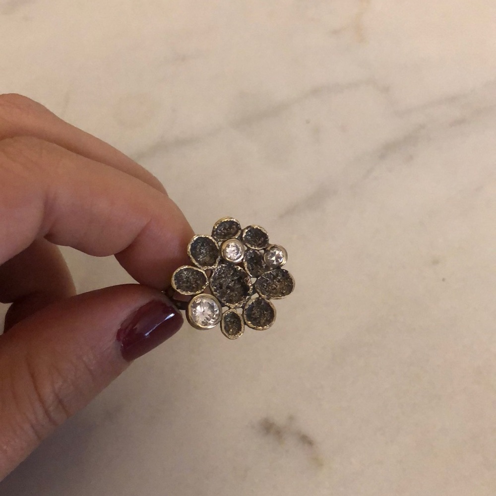 Gold diamond ring adjustable 7